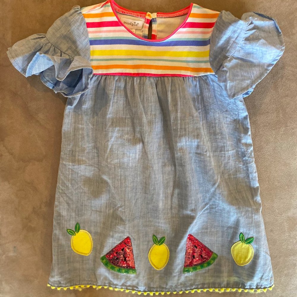 Mud Pie sparkly watermelon lemon dress 24M/2T